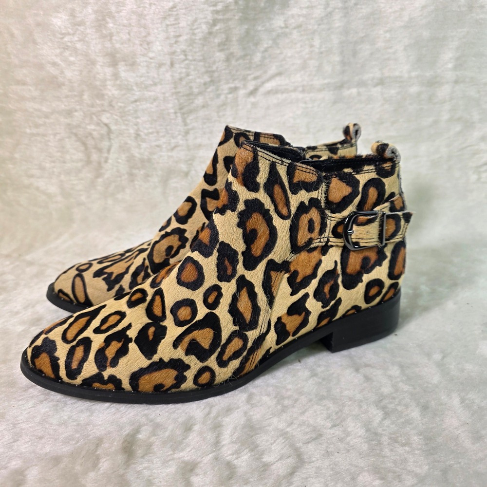 Blondo Ankle Boots Booties Leopard Calf Hair Waterproof Womens 7.5 NEW